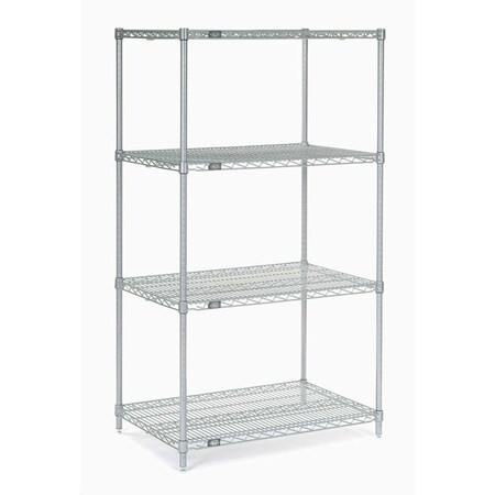 Nexel 5 Tier Silver Epoxy Wire Shelving Starter Unit, 48W x 21D x 86H 21488EP5